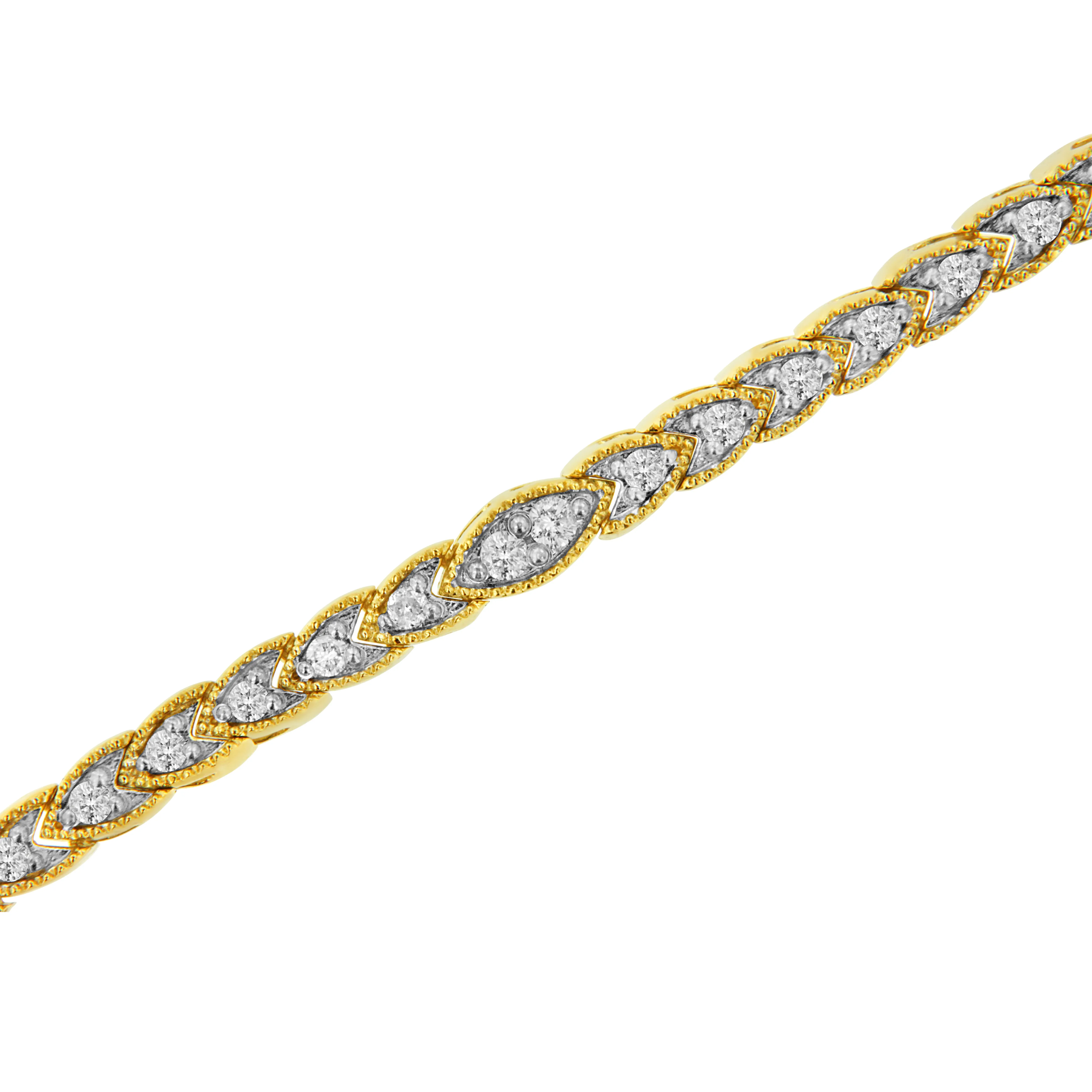 10K Yellow Gold Plated .925 Sterling Silver 1 cttw Prong-Set Diamond Pear Shape Link Bracelet