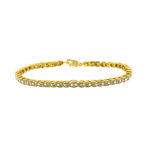 10K Yellow Gold Plated .925 Sterling Silver 1 cttw Prong-Set Diamond Pear Shape Link Bracelet