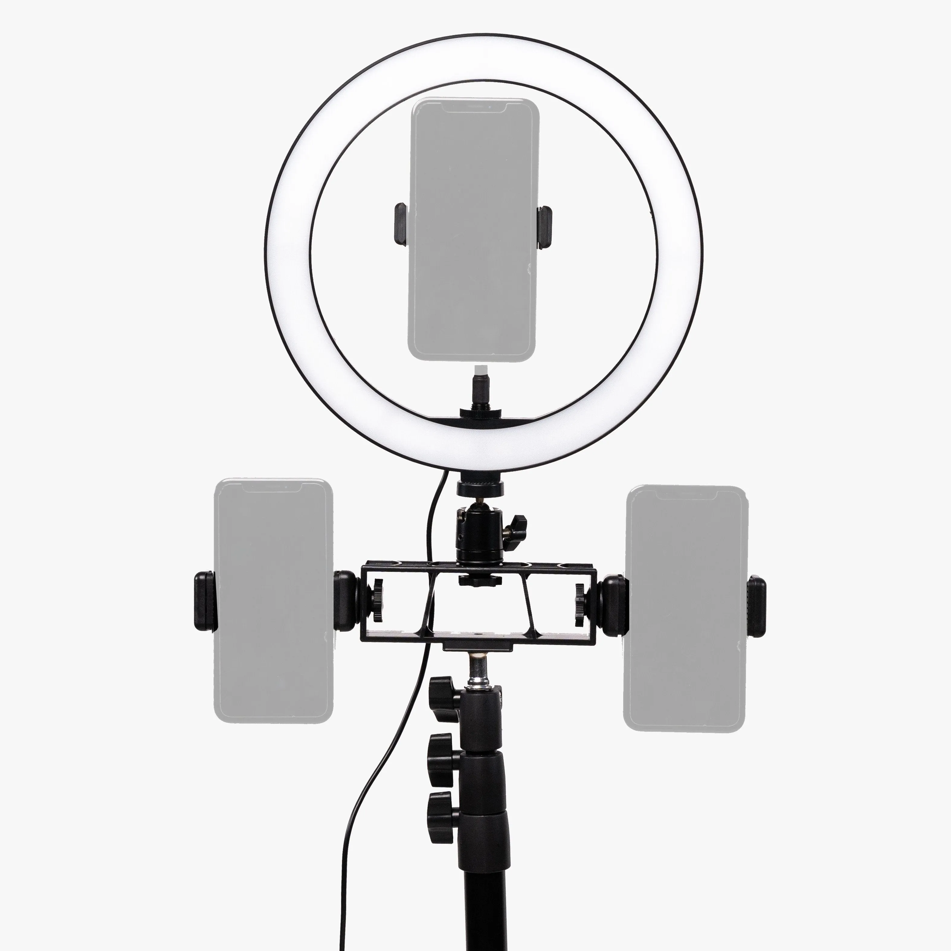 10" LED Livestream Ring Light w/ Triple Phone Mount - Onyx