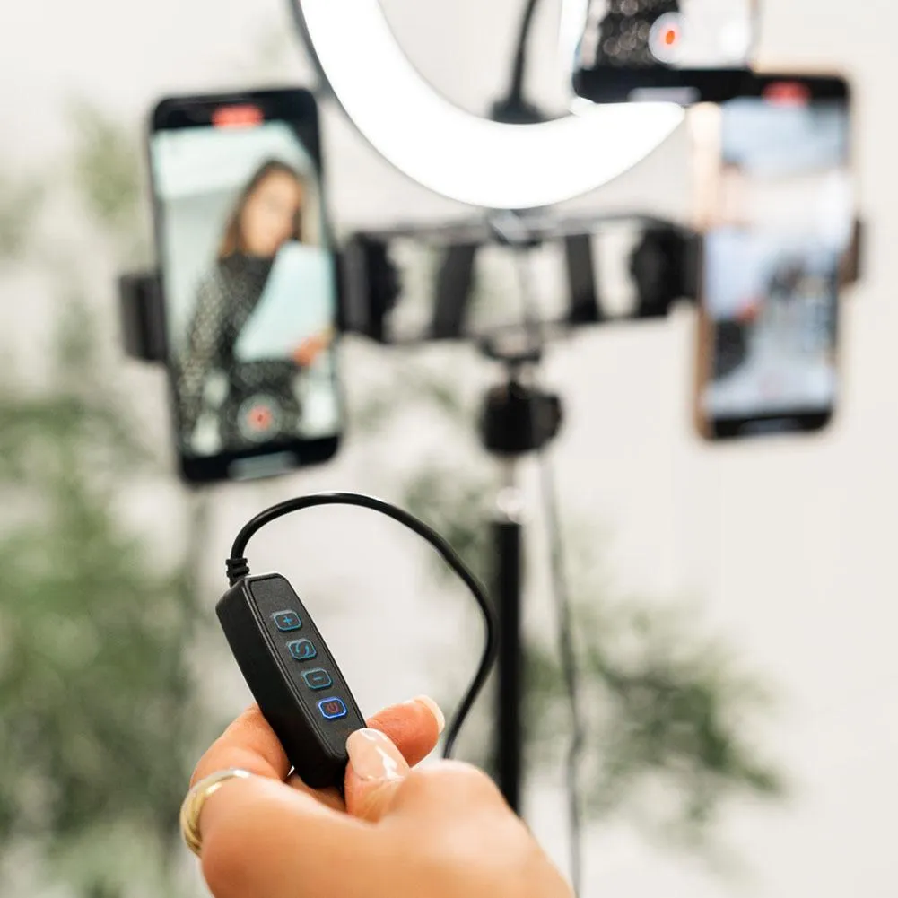 10" LED Livestream Ring Light w/ Triple Phone Mount - Onyx