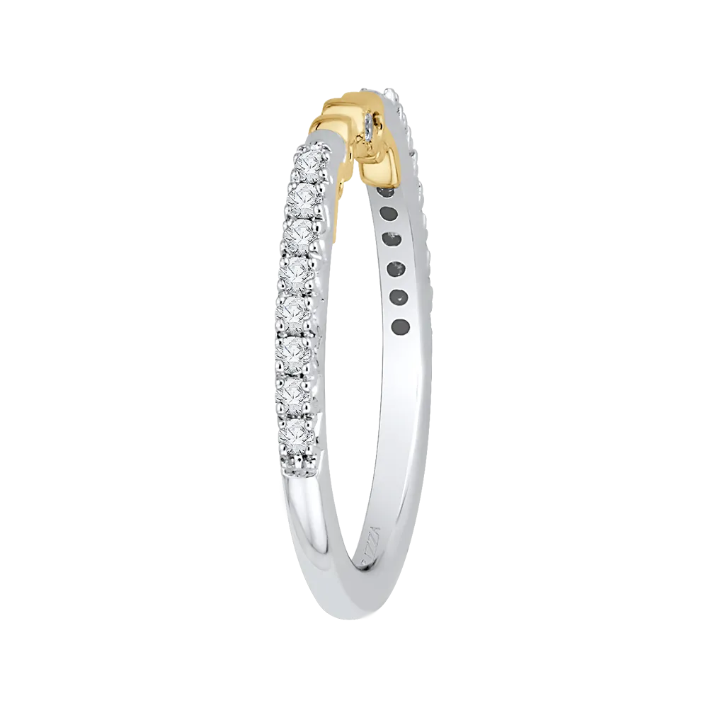 14K Two Tone Gold Round Diamond Wedding Band