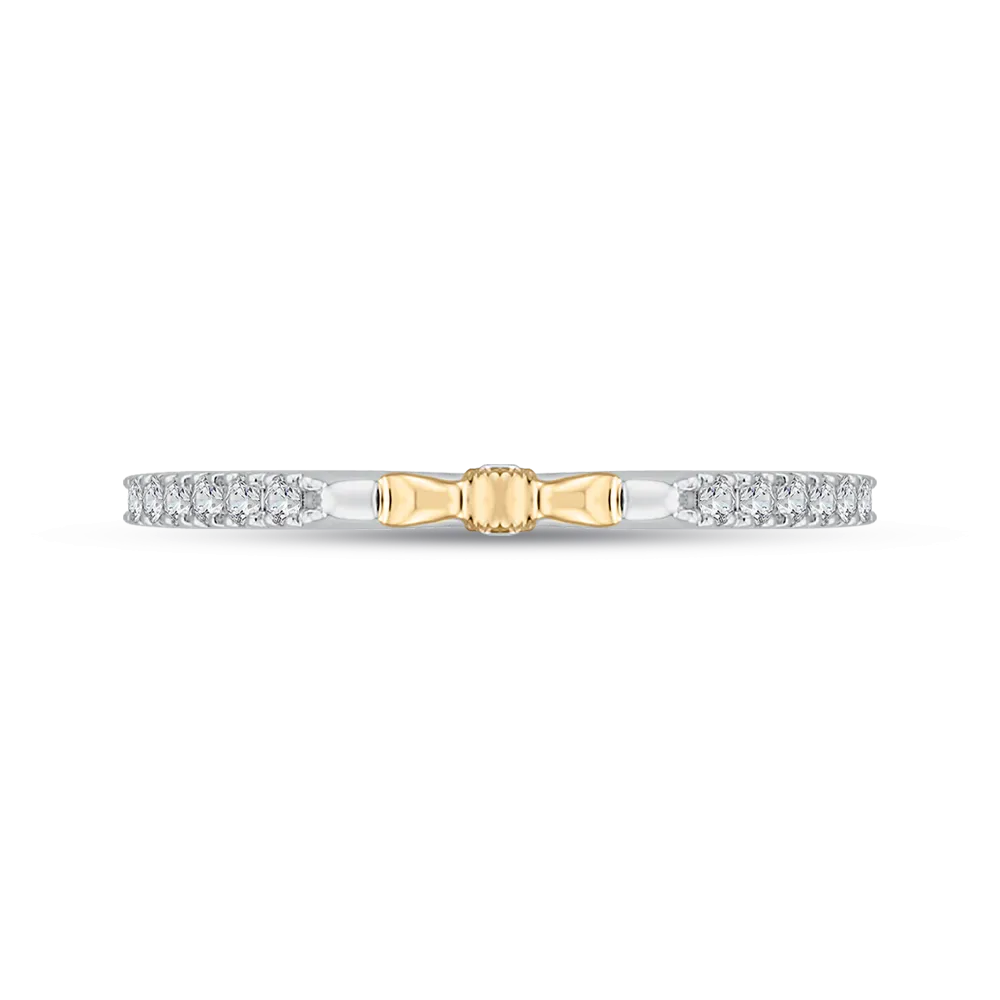 14K Two Tone Gold Round Diamond Wedding Band
