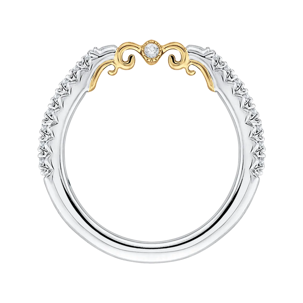 14K Two Tone Gold Round Diamond Wedding Band
