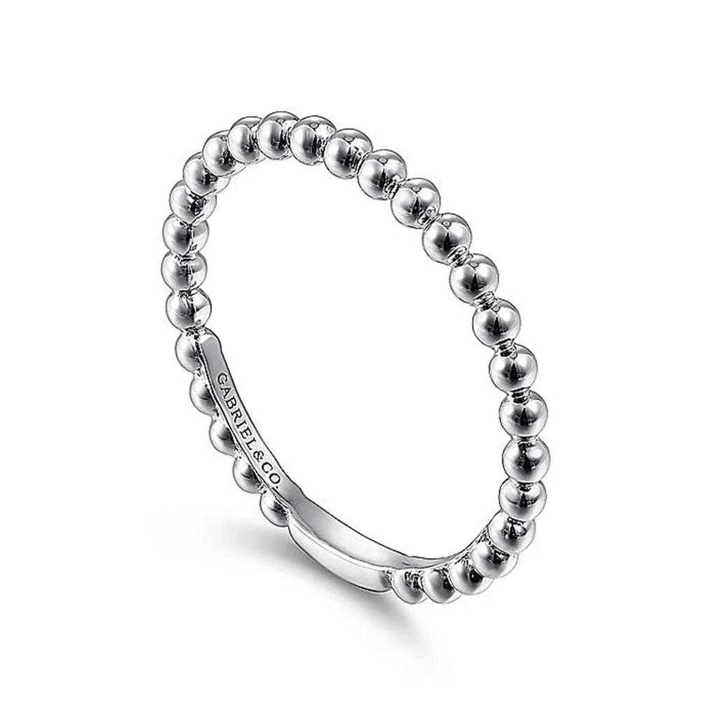 14K White Gold Bujukan Beaded Stackable Ring