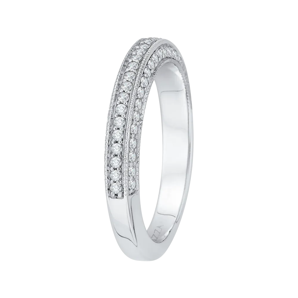 14K White Gold Round Diamond Half Eternity Wedding Band