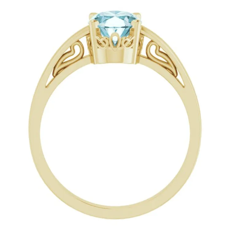 14K Yellow Natural Sky Blue Topaz Ring