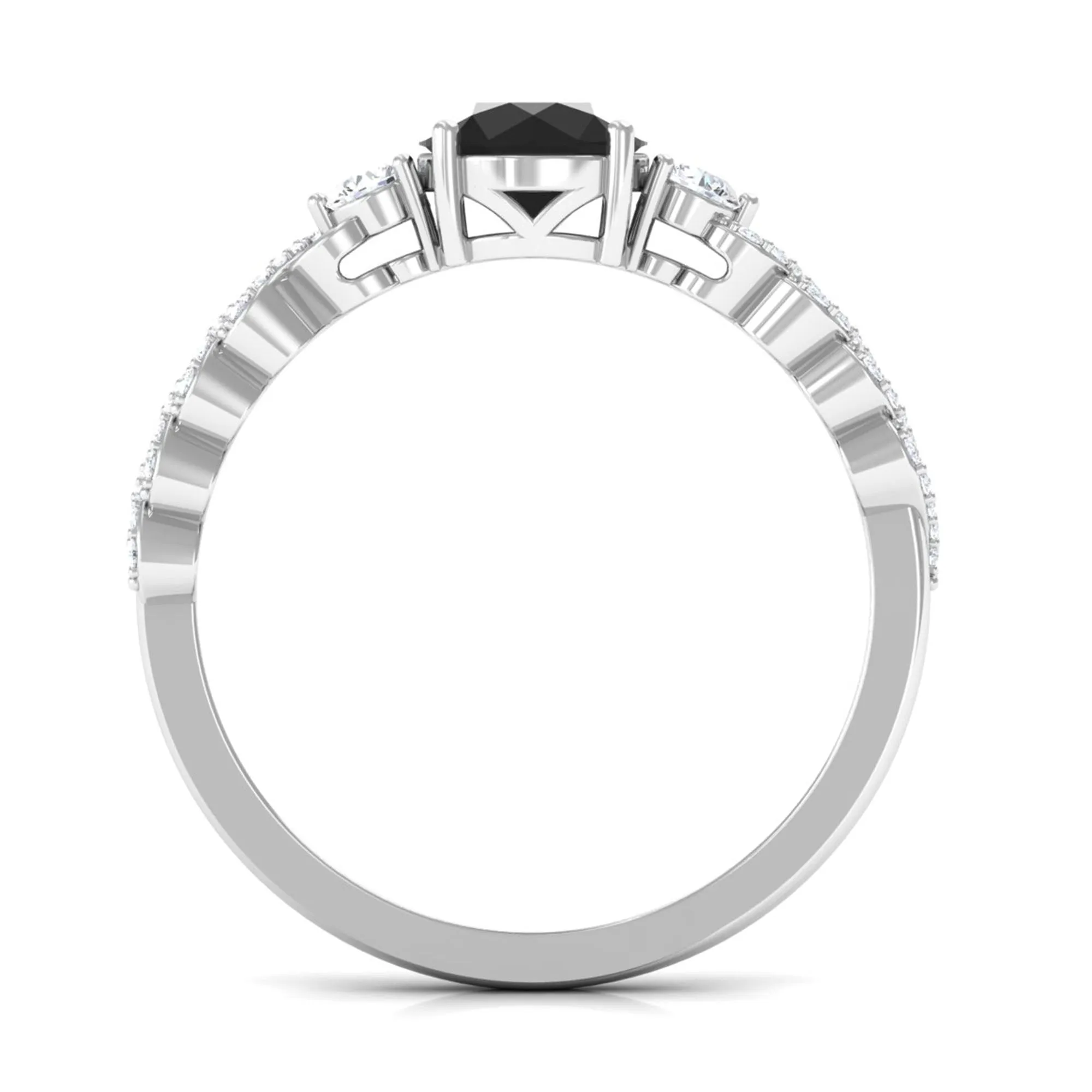 1.50 CT Black Diamond Solitaire Designer Ring with Diamond