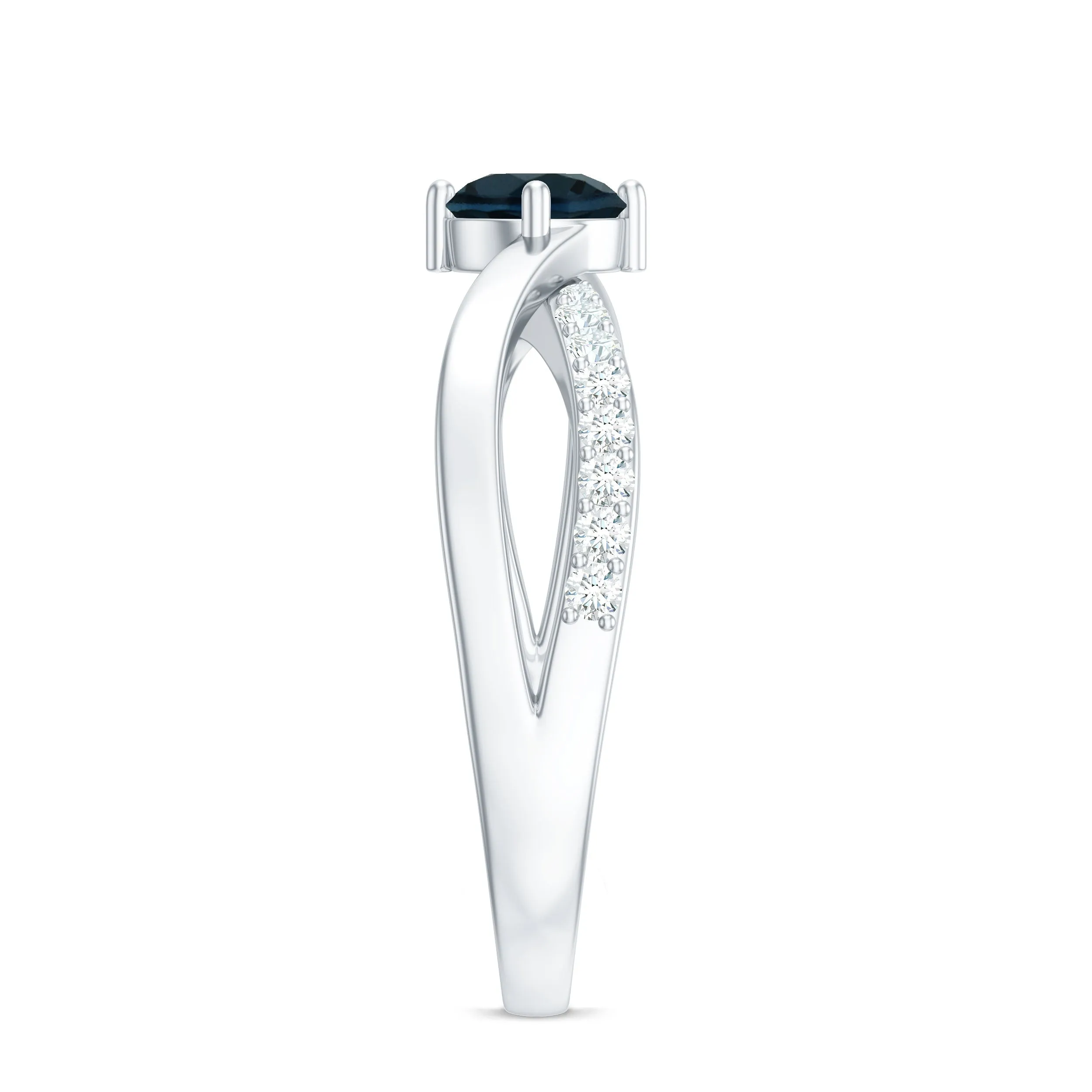 3/4 CT London Blue Topaz Solitaire and Diamond Infinity Ring