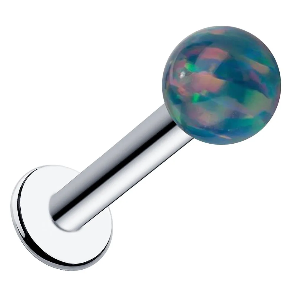 5mm Teal Opal 14k Gold Flat Back Labret