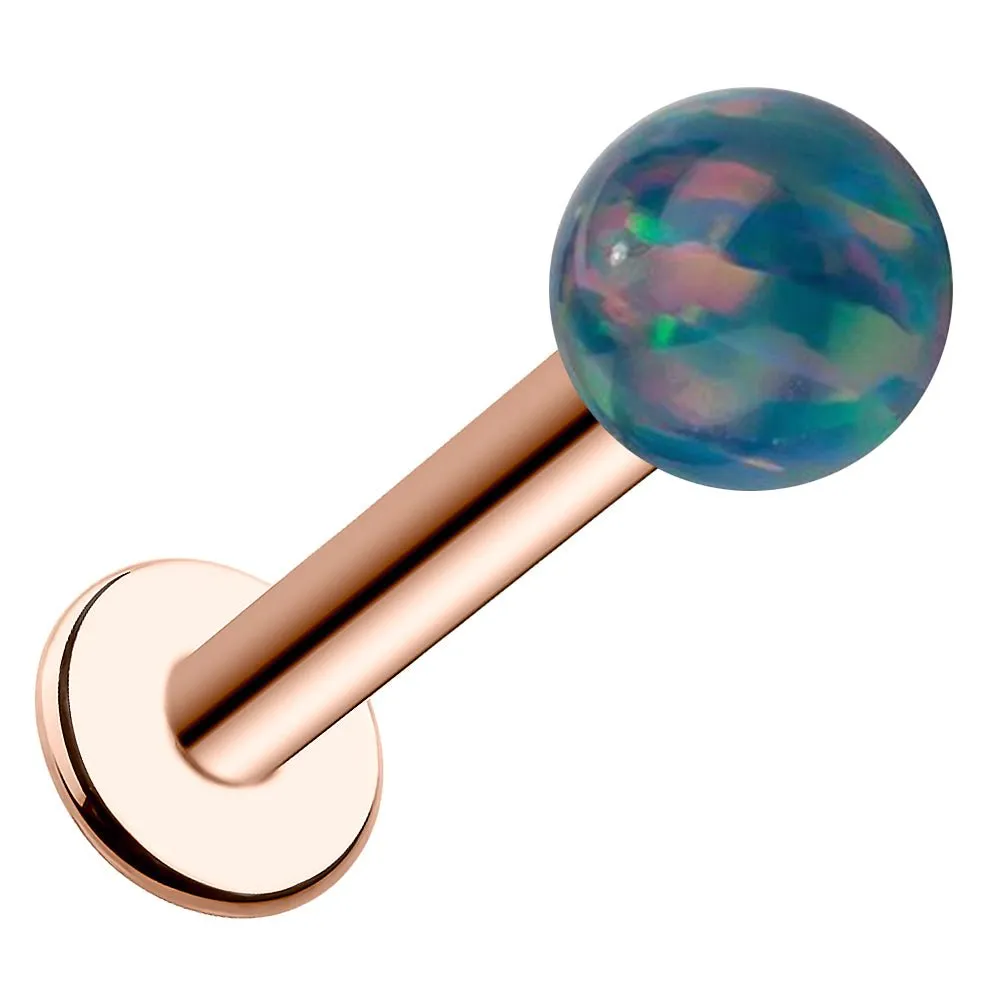 5mm Teal Opal 14k Gold Flat Back Labret