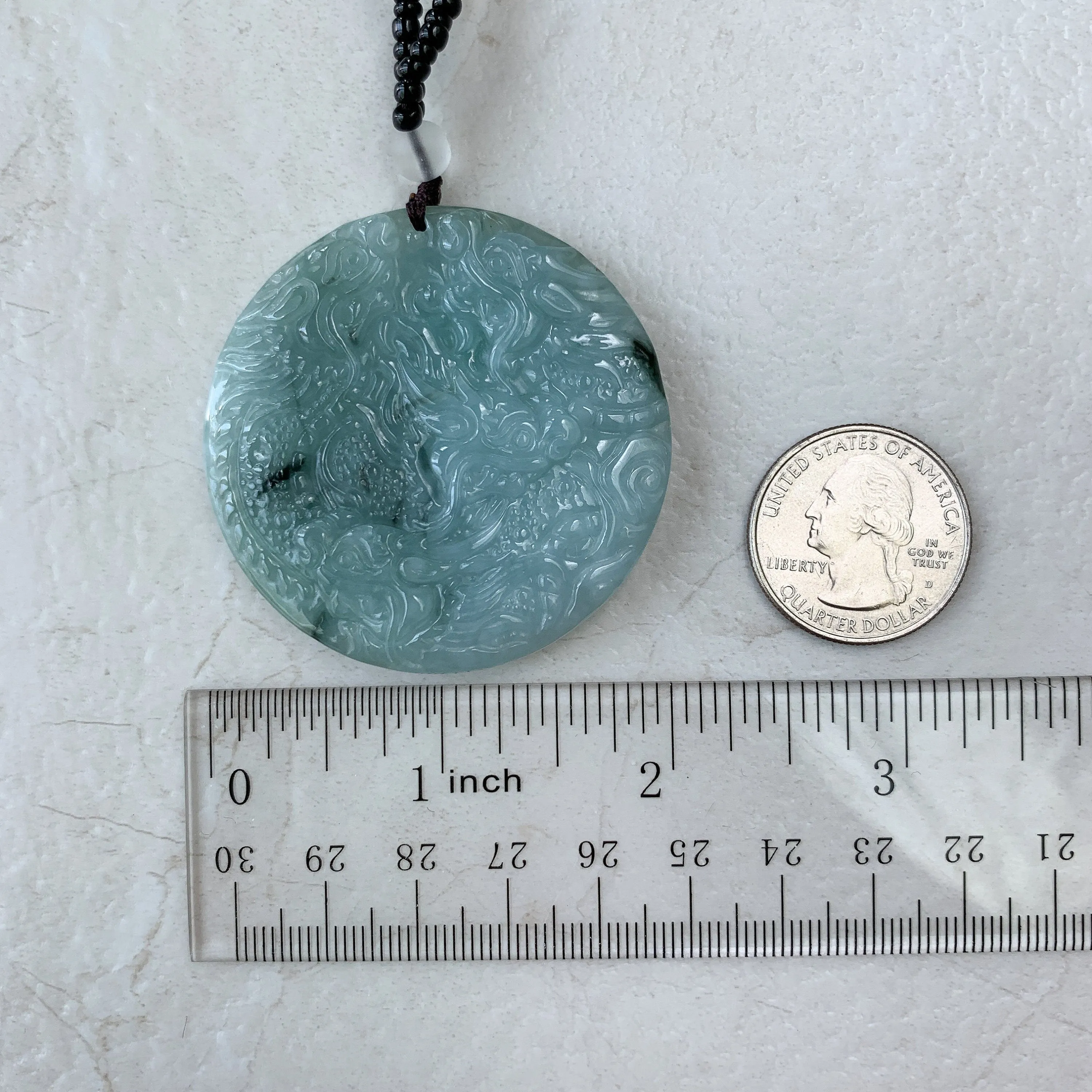 9 Dragon Jadeite Jade Chinese Zodiac Hand Carved Pendant Necklace, YJ-0321-0390680