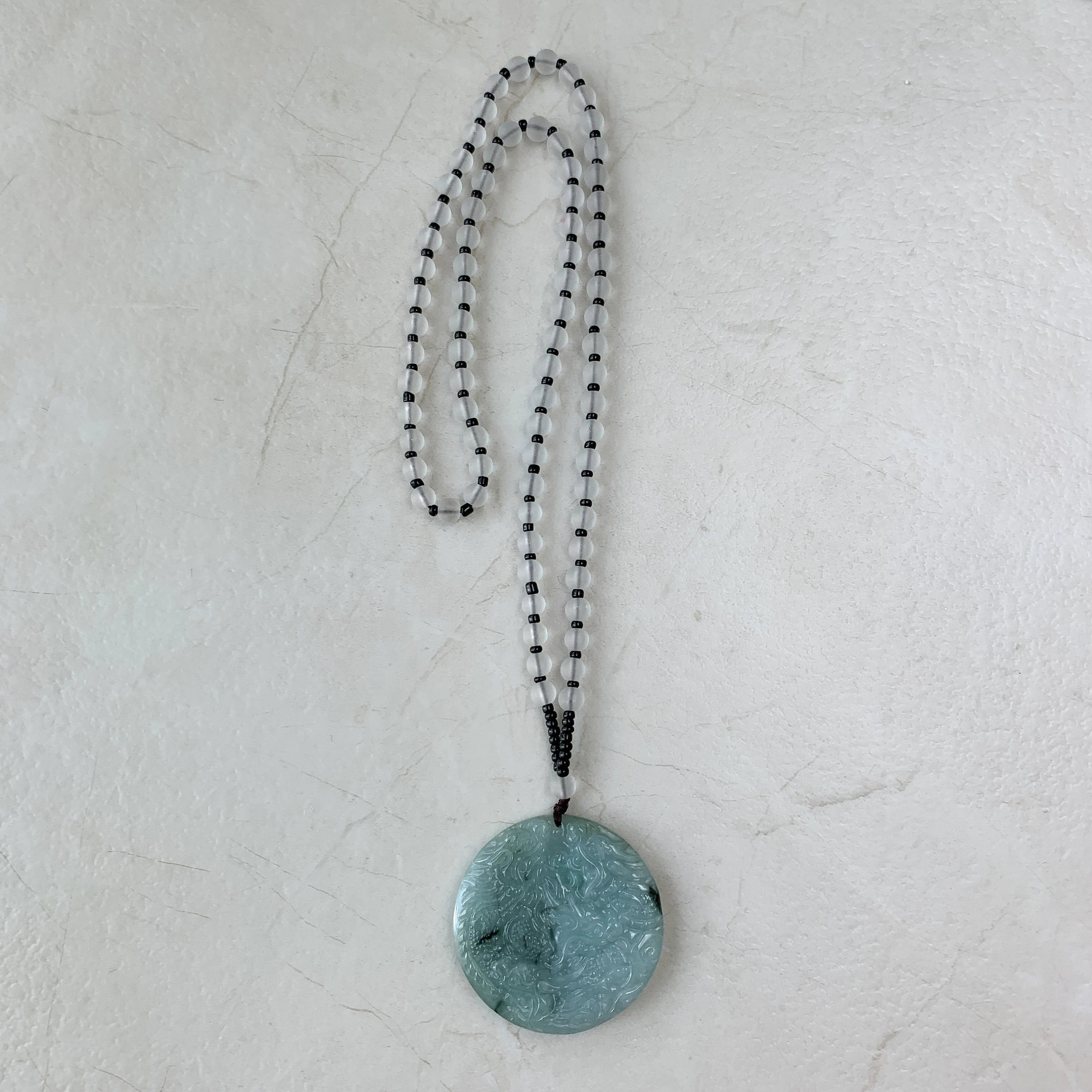 9 Dragon Jadeite Jade Chinese Zodiac Hand Carved Pendant Necklace, YJ-0321-0390680