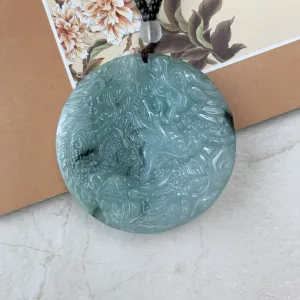 9 Dragon Jadeite Jade Chinese Zodiac Hand Carved Pendant Necklace, YJ-0321-0390680