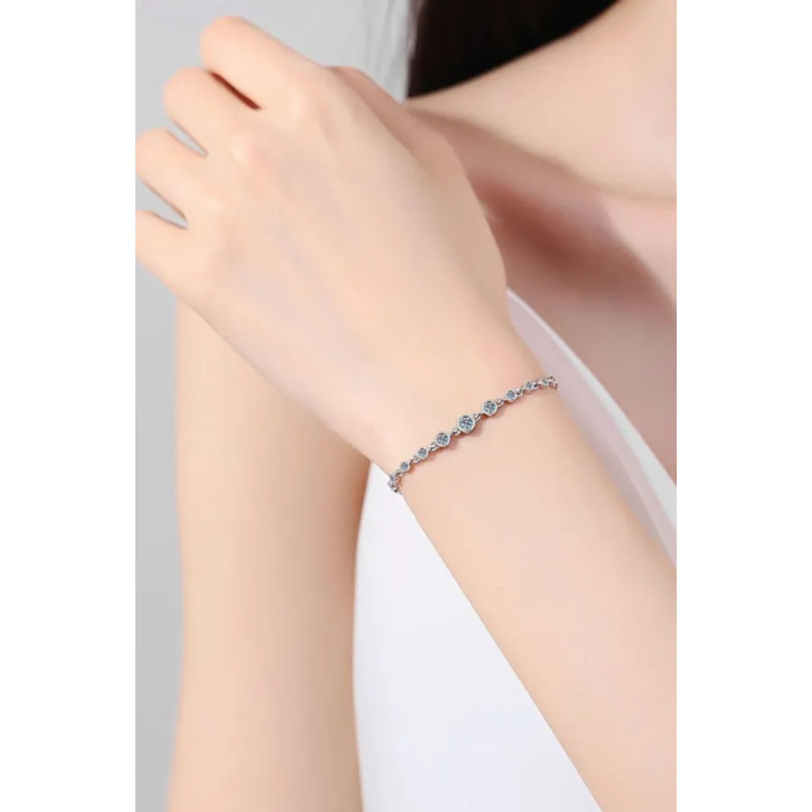 925 Sterling Silver Inlaid Moissanite Bracelet