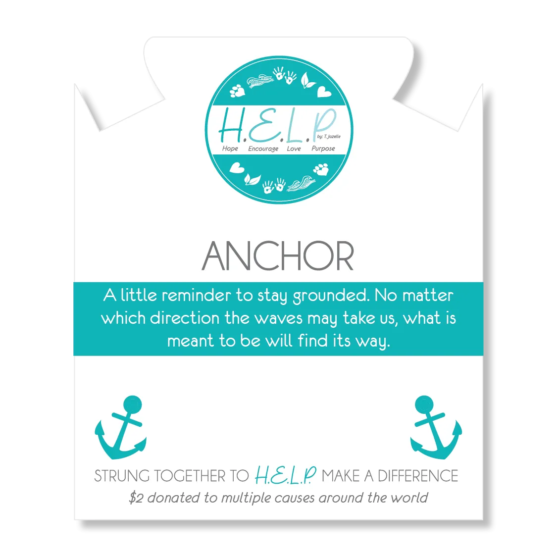 Anchor Charm with Blue Opal Jade Charity Bracelet