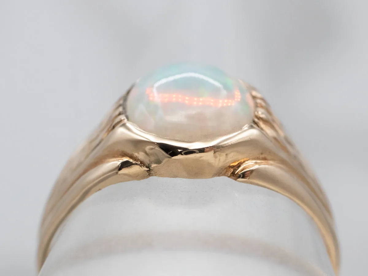 Antique Rose Gold Opal Solitaire Ring