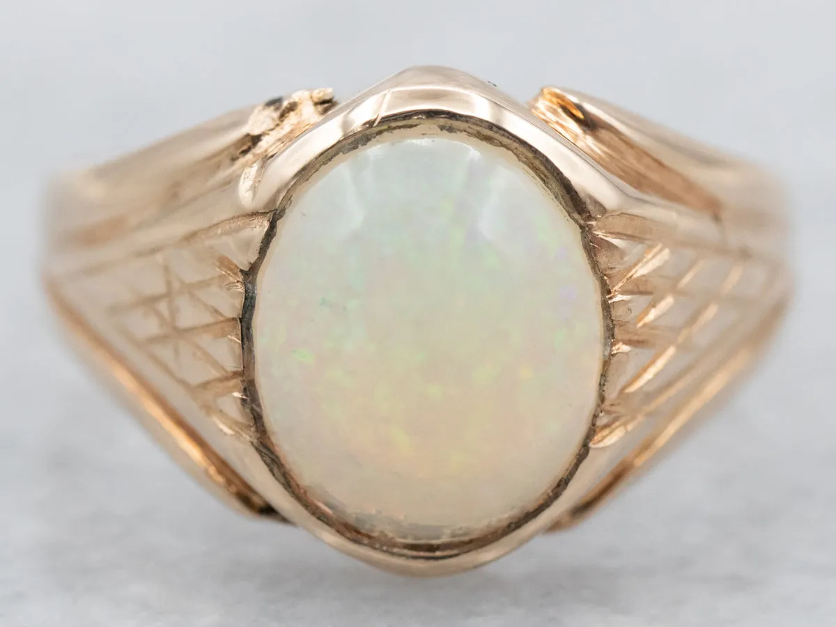Antique Rose Gold Opal Solitaire Ring