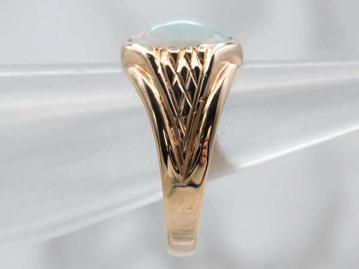 Antique Rose Gold Opal Solitaire Ring