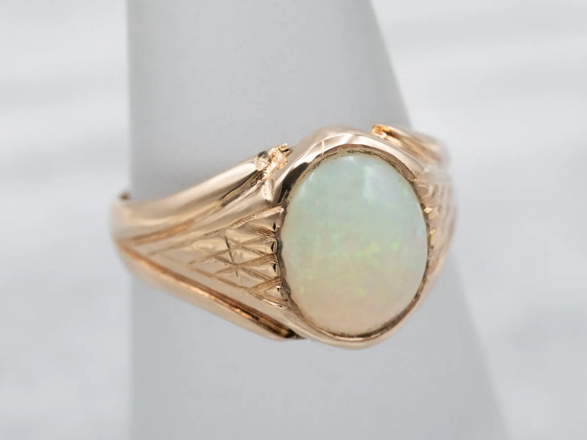 Antique Rose Gold Opal Solitaire Ring