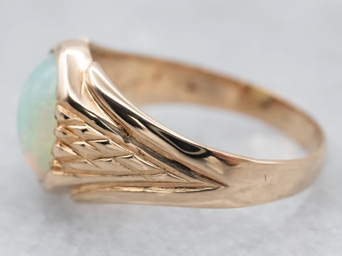 Antique Rose Gold Opal Solitaire Ring
