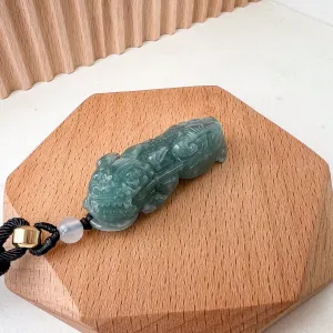 Blue Green Jadeite Jade, Dragon Pixiu Pi Xiu Dragon Chinese Carved Pendant, 貔貅, BGC-0323-0030744