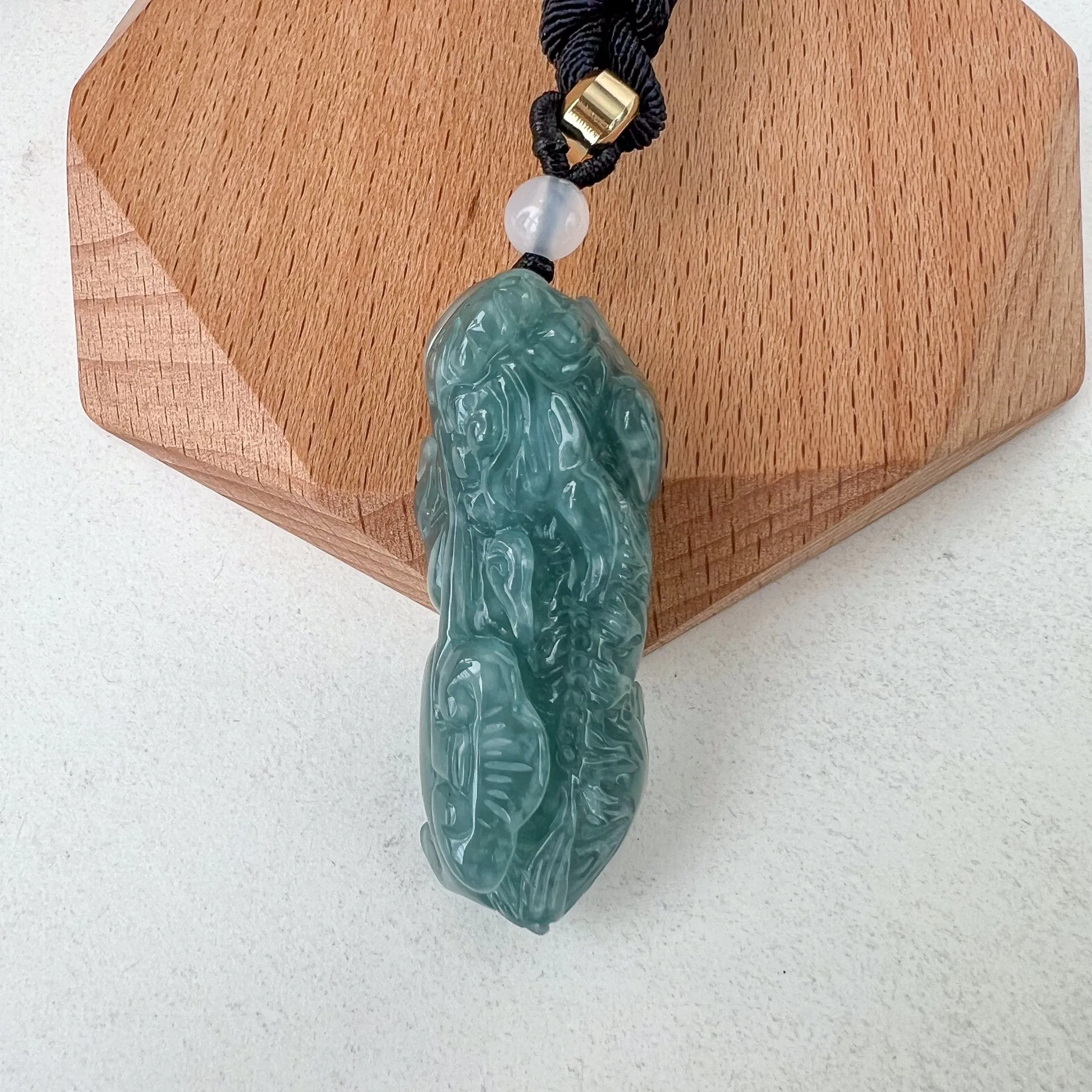 Blue Green Jadeite Jade, Dragon Pixiu Pi Xiu Dragon Chinese Carved Pendant, 貔貅, BGC-0323-0030744