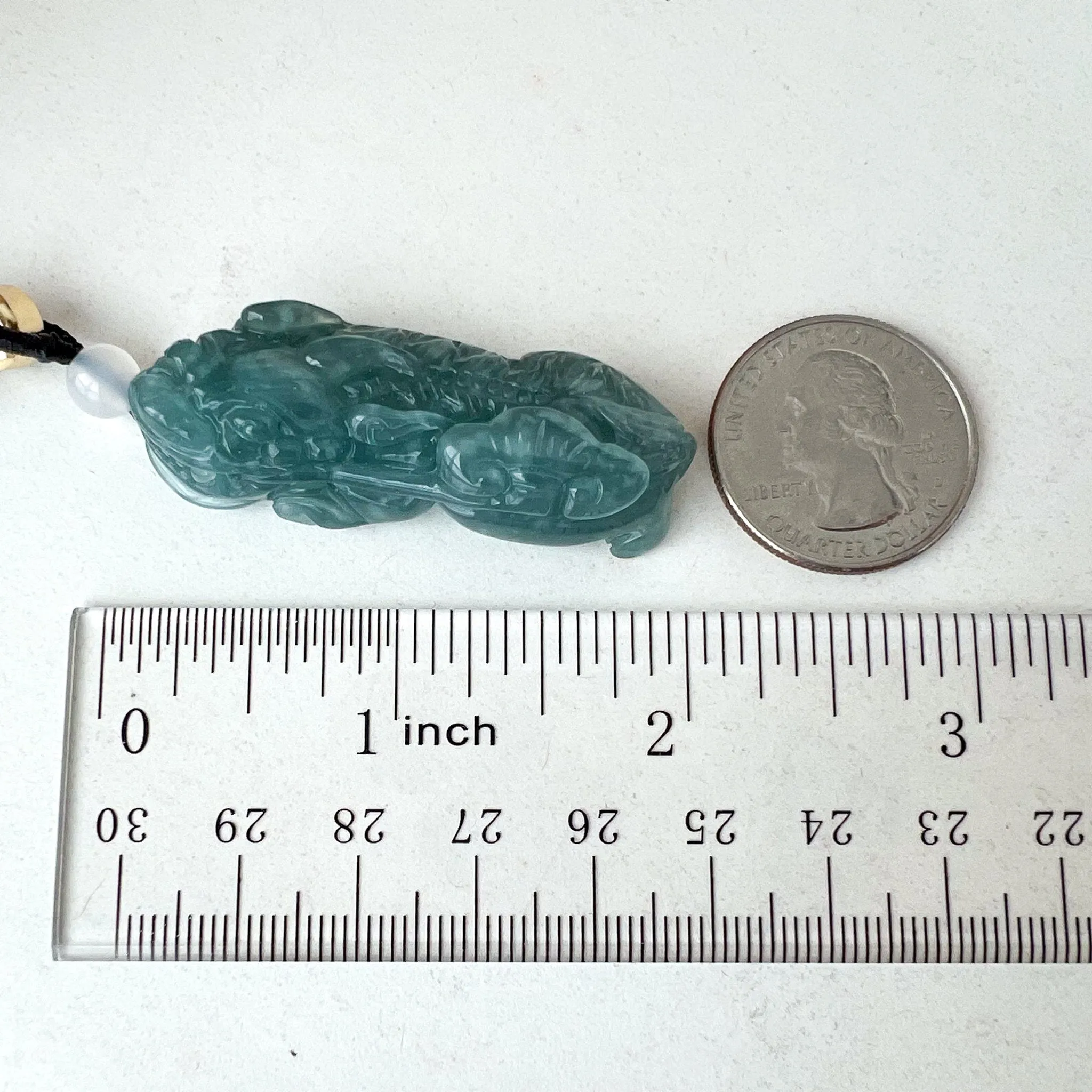 Blue Green Jadeite Jade, Dragon Pixiu Pi Xiu Dragon Chinese Carved Pendant, 貔貅, BGC-0323-0030744