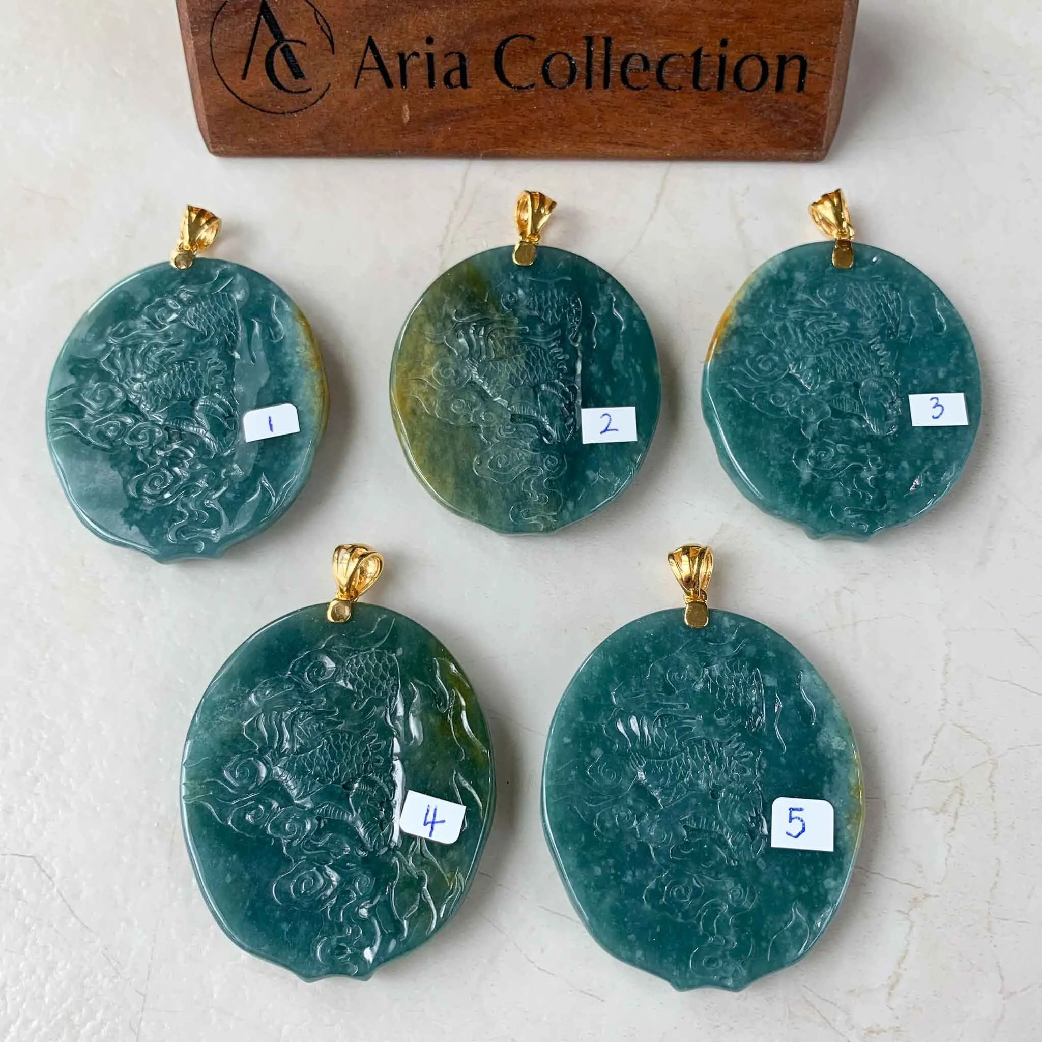 Blue Green Jadeite Jade Monkey King with 18K Gold Pendant, Sun Wu Kong, 孙悟空, Chinese Zodiac Carved, XZG-0423-1684022066