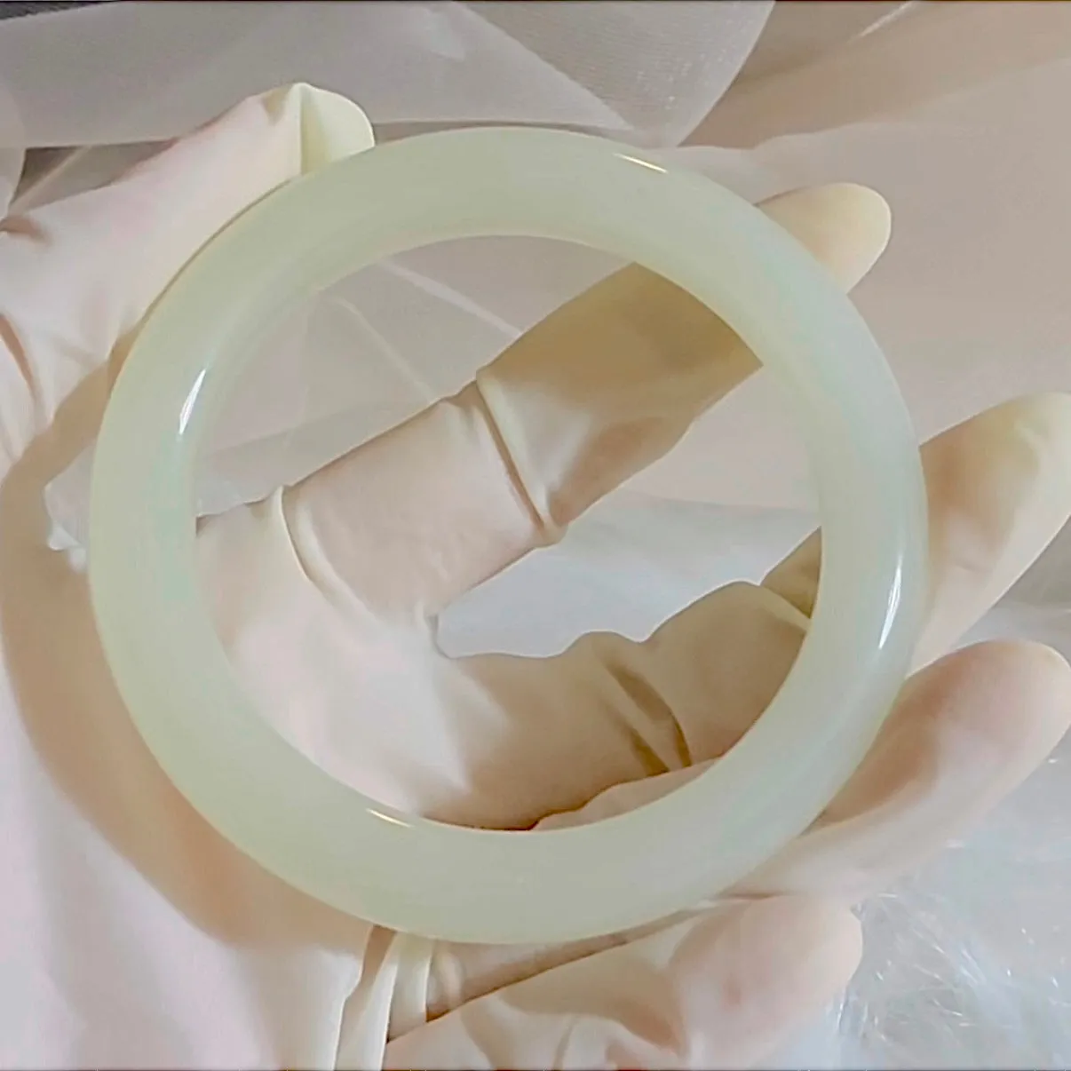 Certified premium white genuine nephrite jade Hetian jade bracelet bangle - inner diameter 56mm