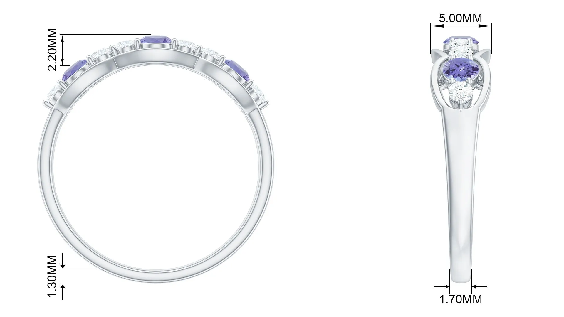 Certified Tanzanite Wedding Anniversary Ring