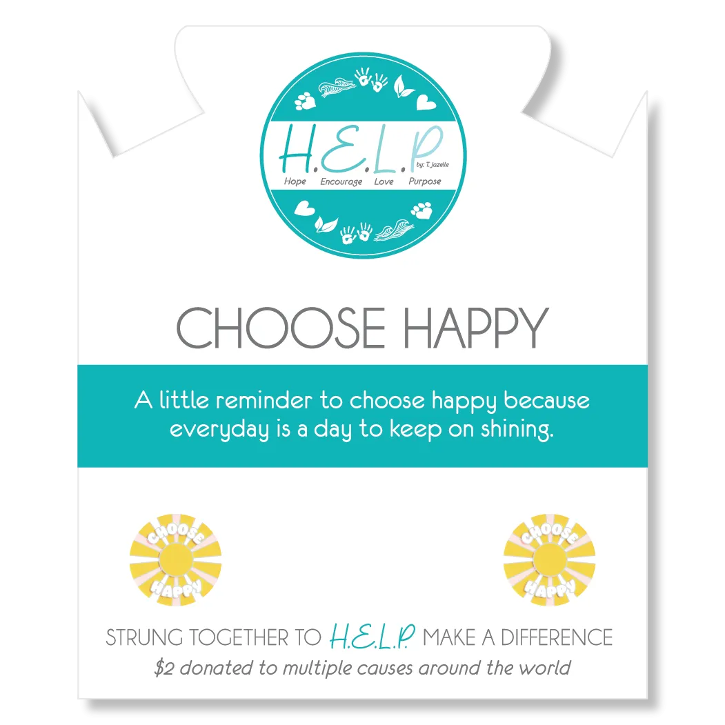 Choose Happy Charm with Green Yellow Jade Charity Bracelet