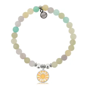 Choose Happy Charm with Green Yellow Jade Charity Bracelet