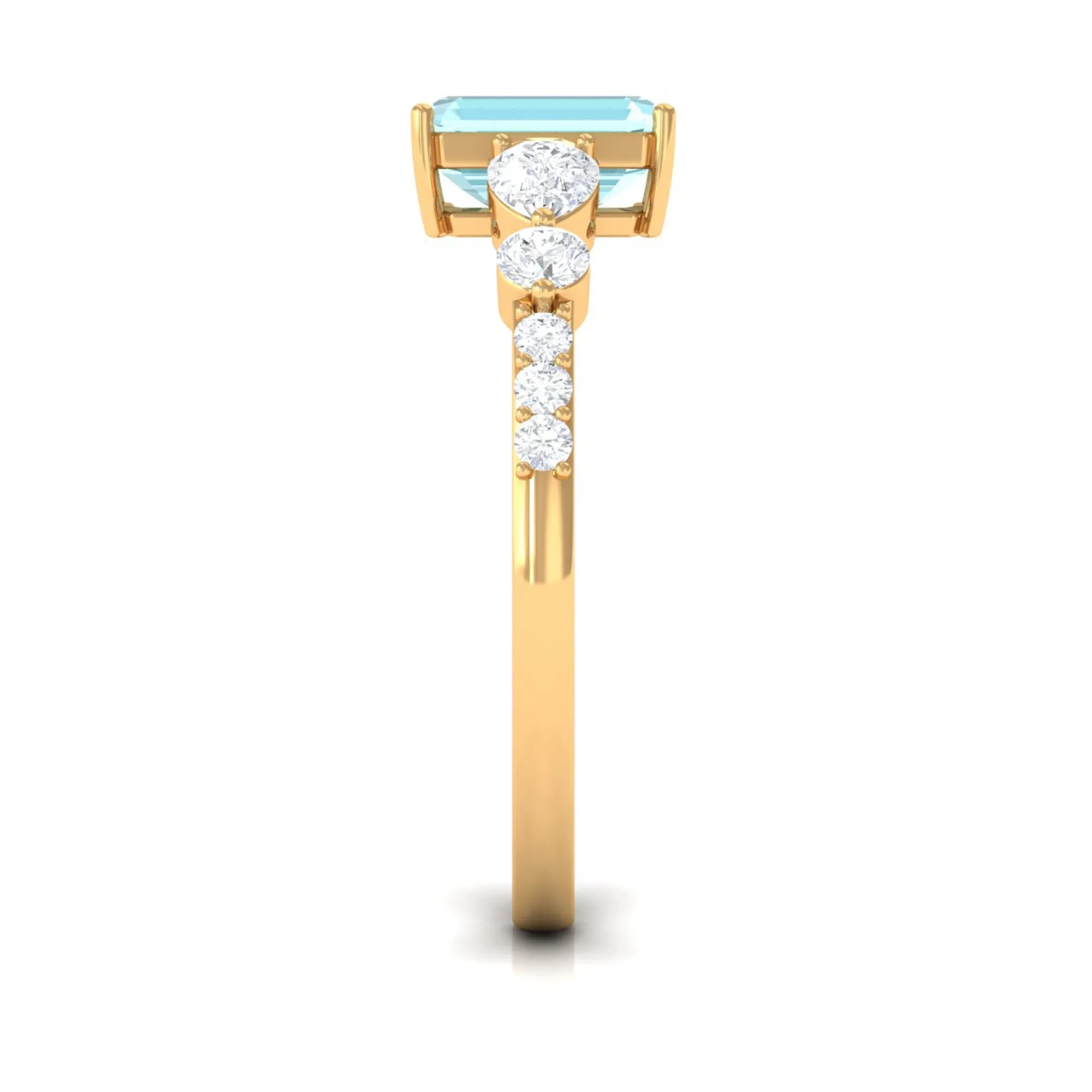 Classic Emerald Cut Sky Blue Topaz Solitaire Engagement Ring with Moissanite
