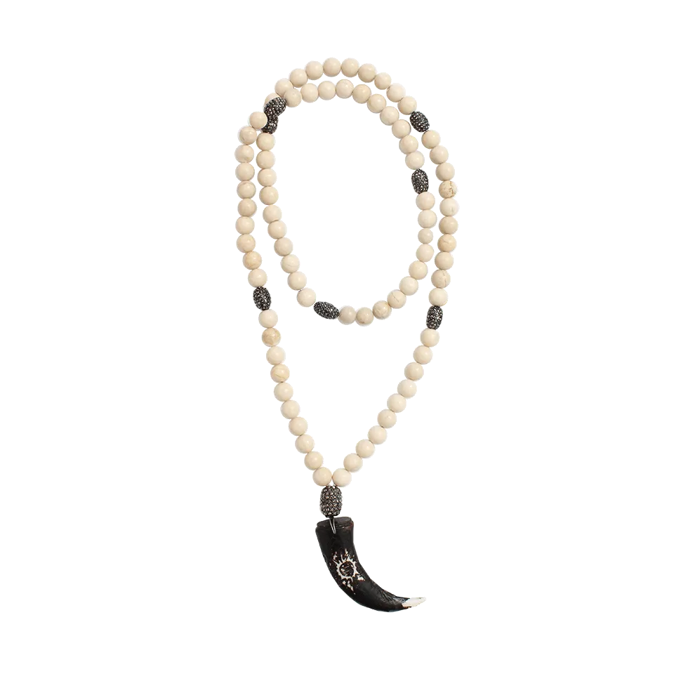 Coral Fossil Necklace With Horn Pendant