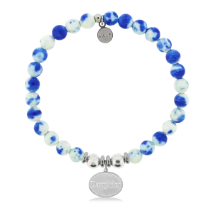 Daughter Charm with Blue and White Jade Charity Bracelet