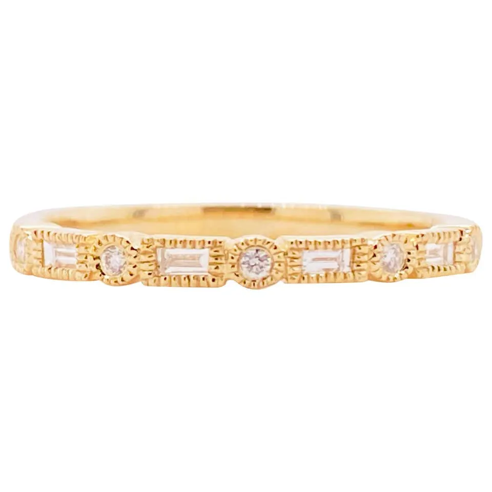 Diamond Baguette Millgrain Ring
