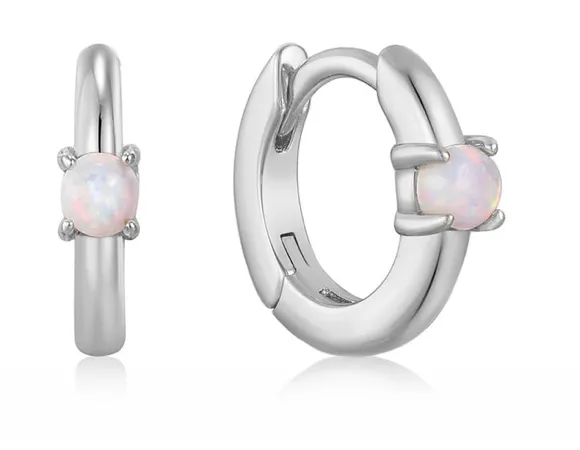 Ear Edit - Kyoto Opal Cabochon Huge Hoop Earrings