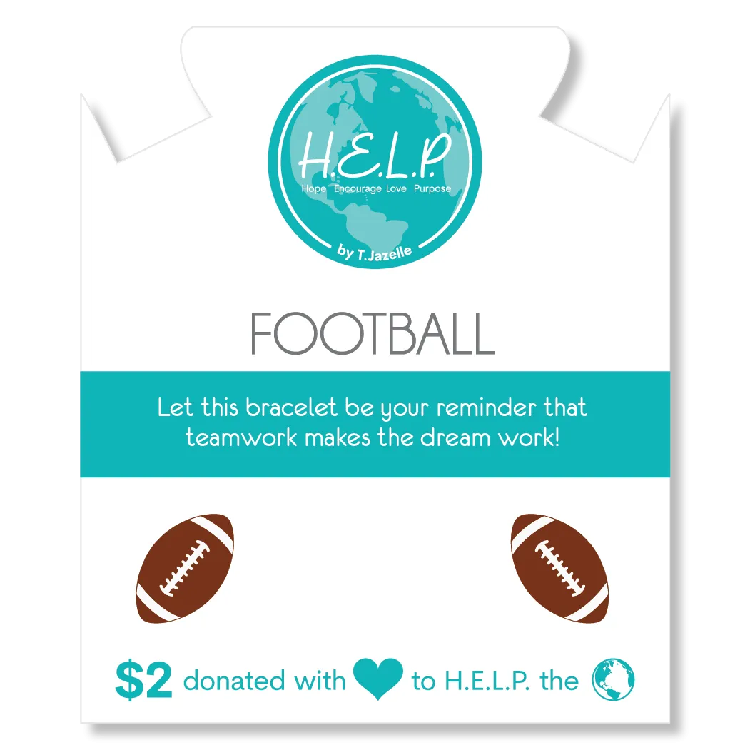 Football Enamel Charm with Azure Blue Jade Charity Bracelet