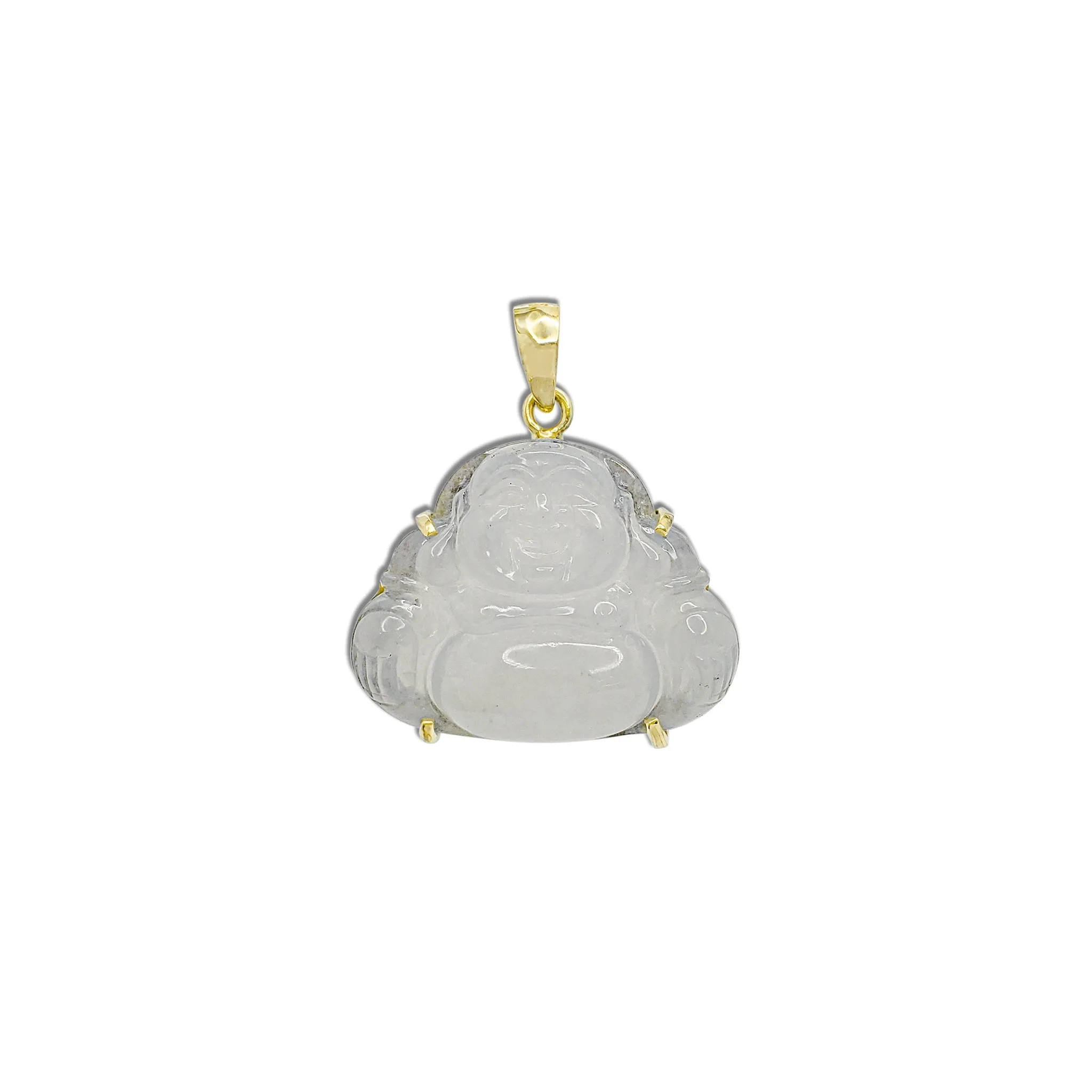 Frame Jade Laughing Buddha Pendant (14K)