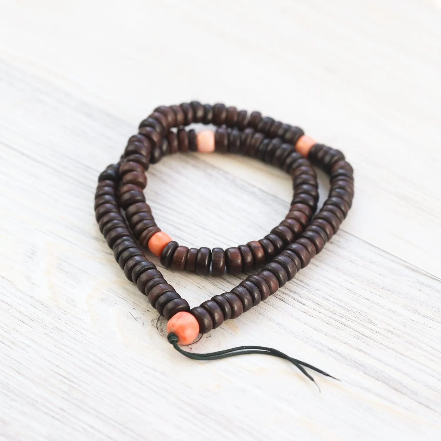 Gift of Ages Antique Coral & Tulsi Wood Mala
