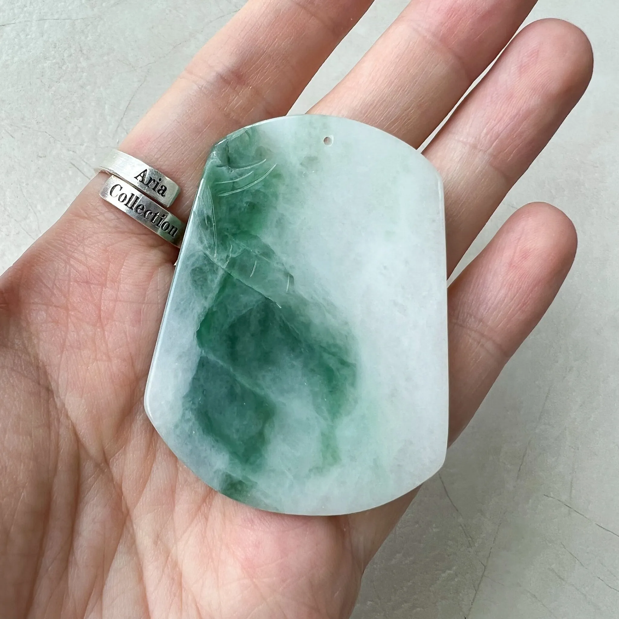 Green White Jadeite Jade Deer in Forest Hand Carved Pendant Necklace, YJ-0622-0379019
