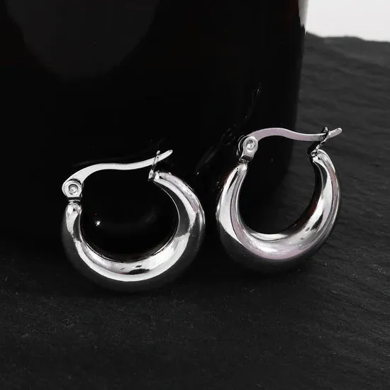 Hackney Nine Amber-Messina Chunky Hoop Silver Earrings