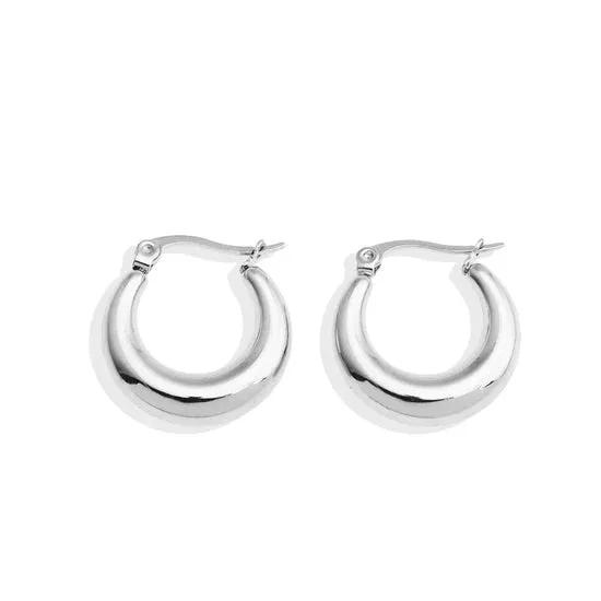 Hackney Nine Amber-Messina Chunky Hoop Silver Earrings