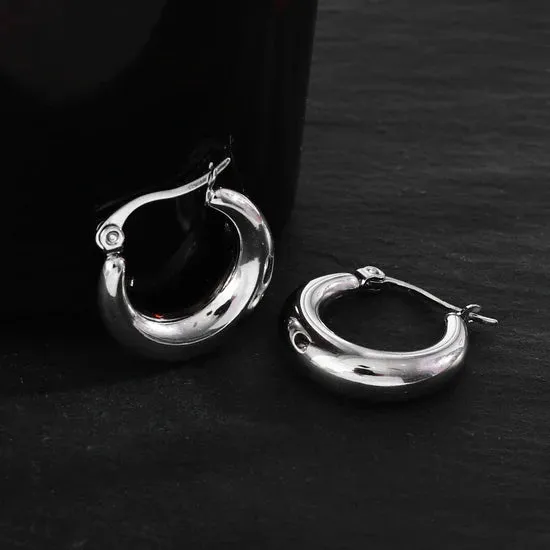 Hackney Nine Amber-Messina Chunky Hoop Silver Earrings