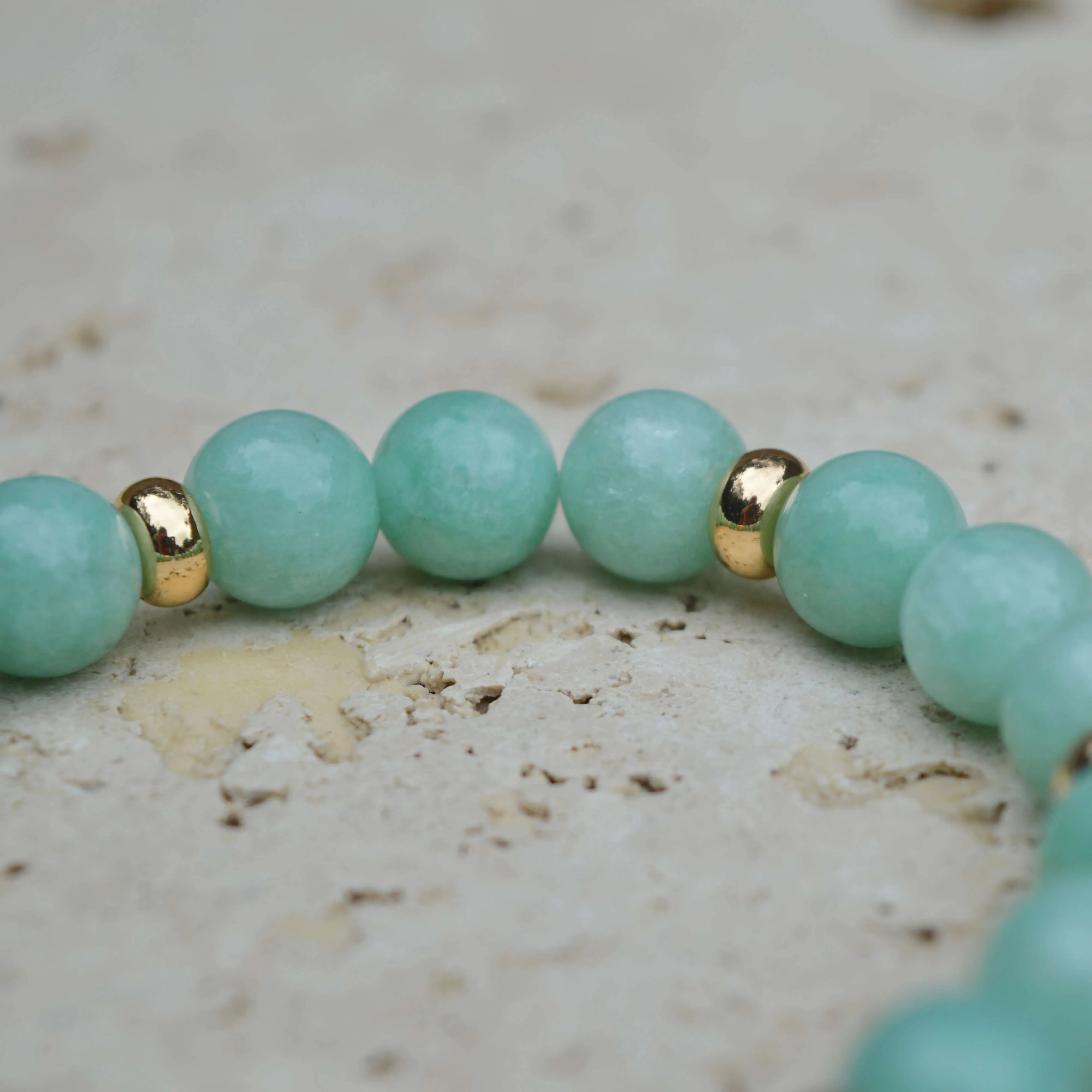 JADE & GOLD BEADED BRACELET - HALCYON COLLECTION