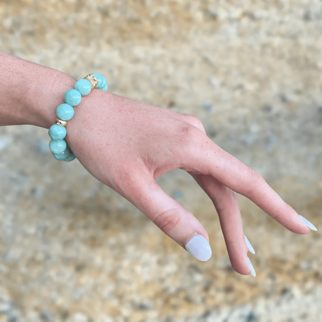 JADE & GOLD BEADED BRACELET - HALCYON COLLECTION