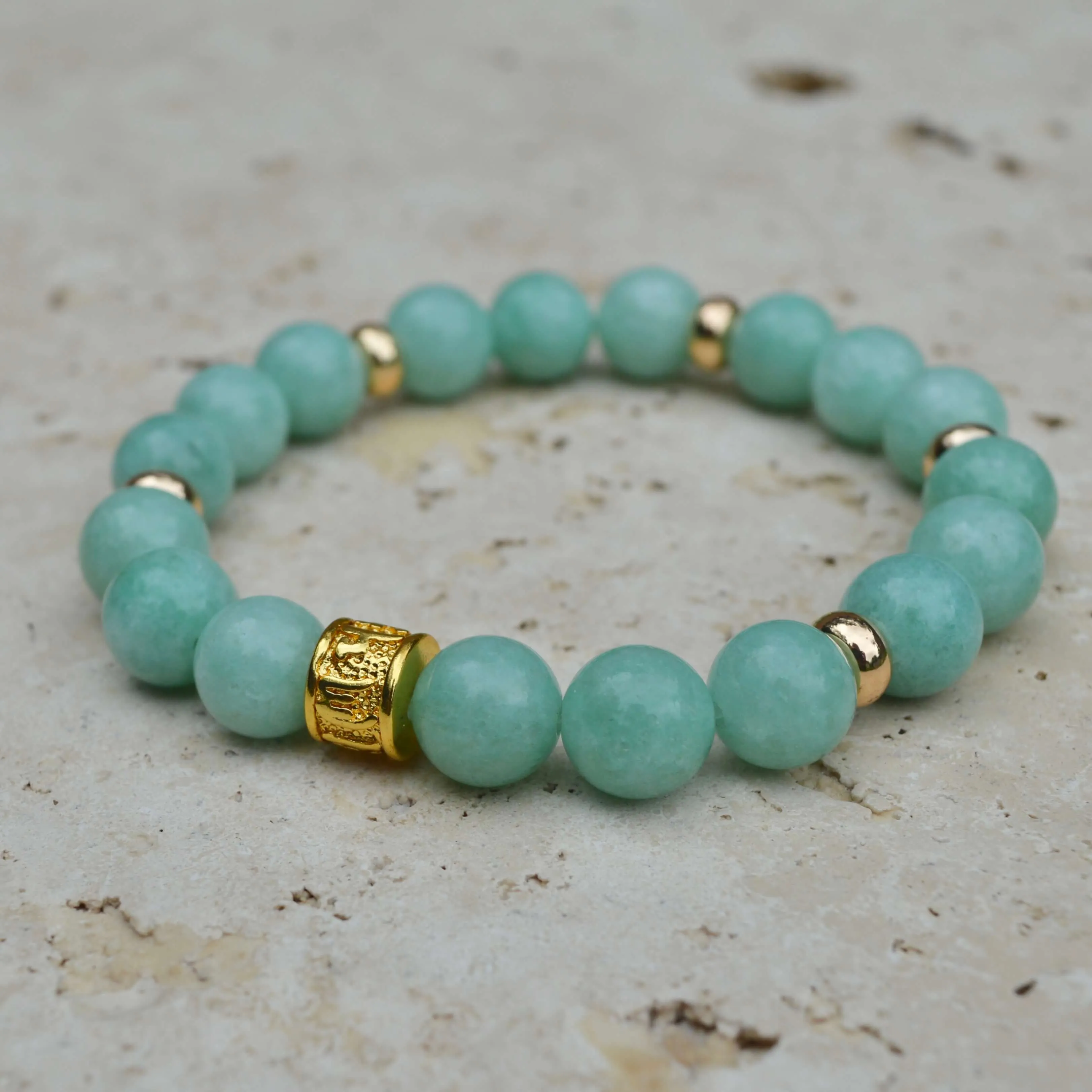 JADE & GOLD BEADED BRACELET - HALCYON COLLECTION