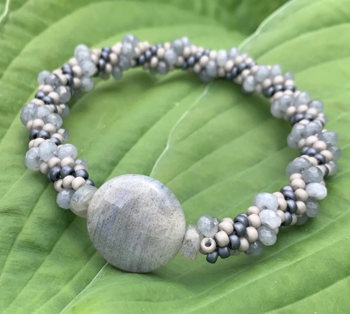 Jade twist crocheted bracelet