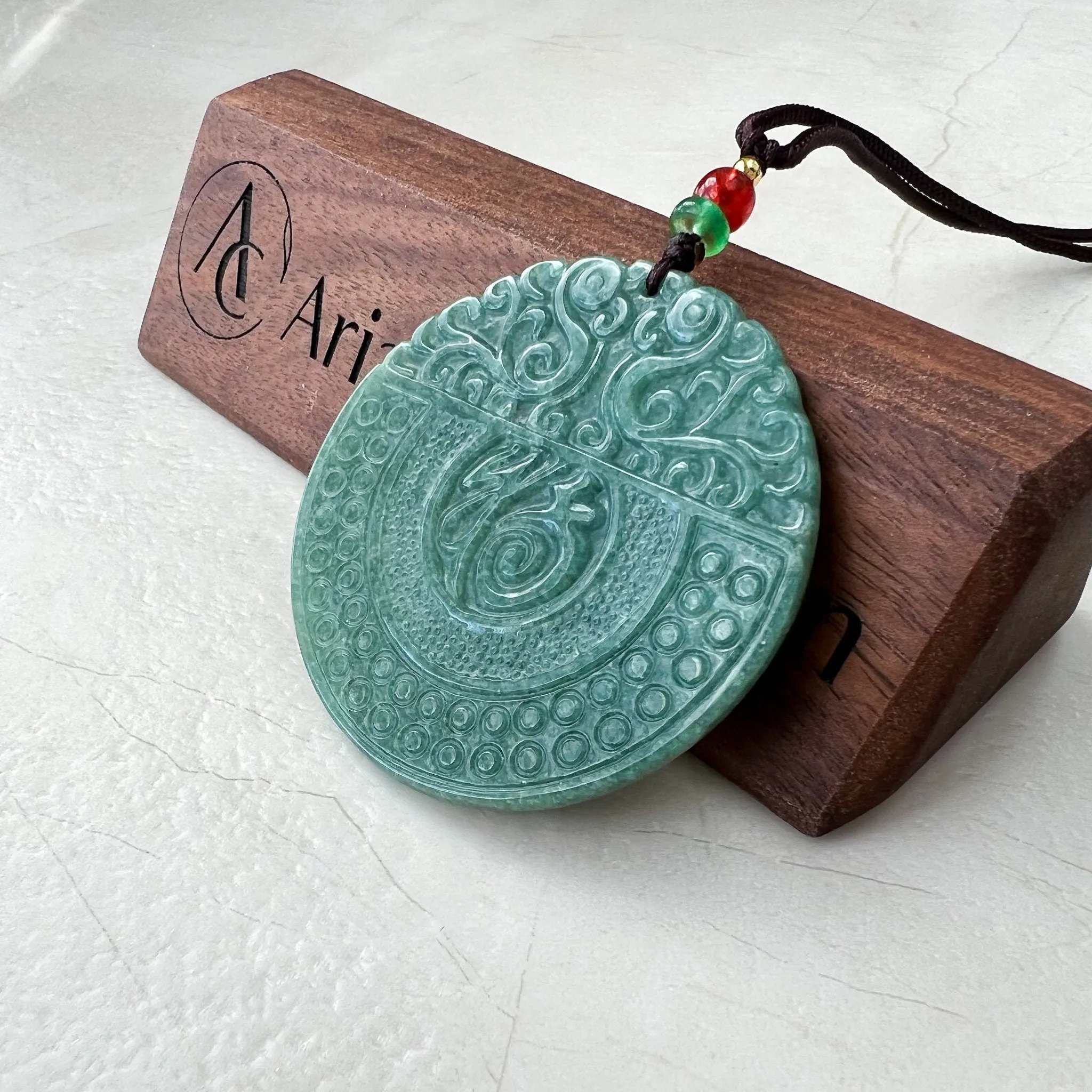 Jadeite Jade Chinese Luck "Fu" 福  Fortune Pendant Carved Necklace, SHWQ-1022-1669599121