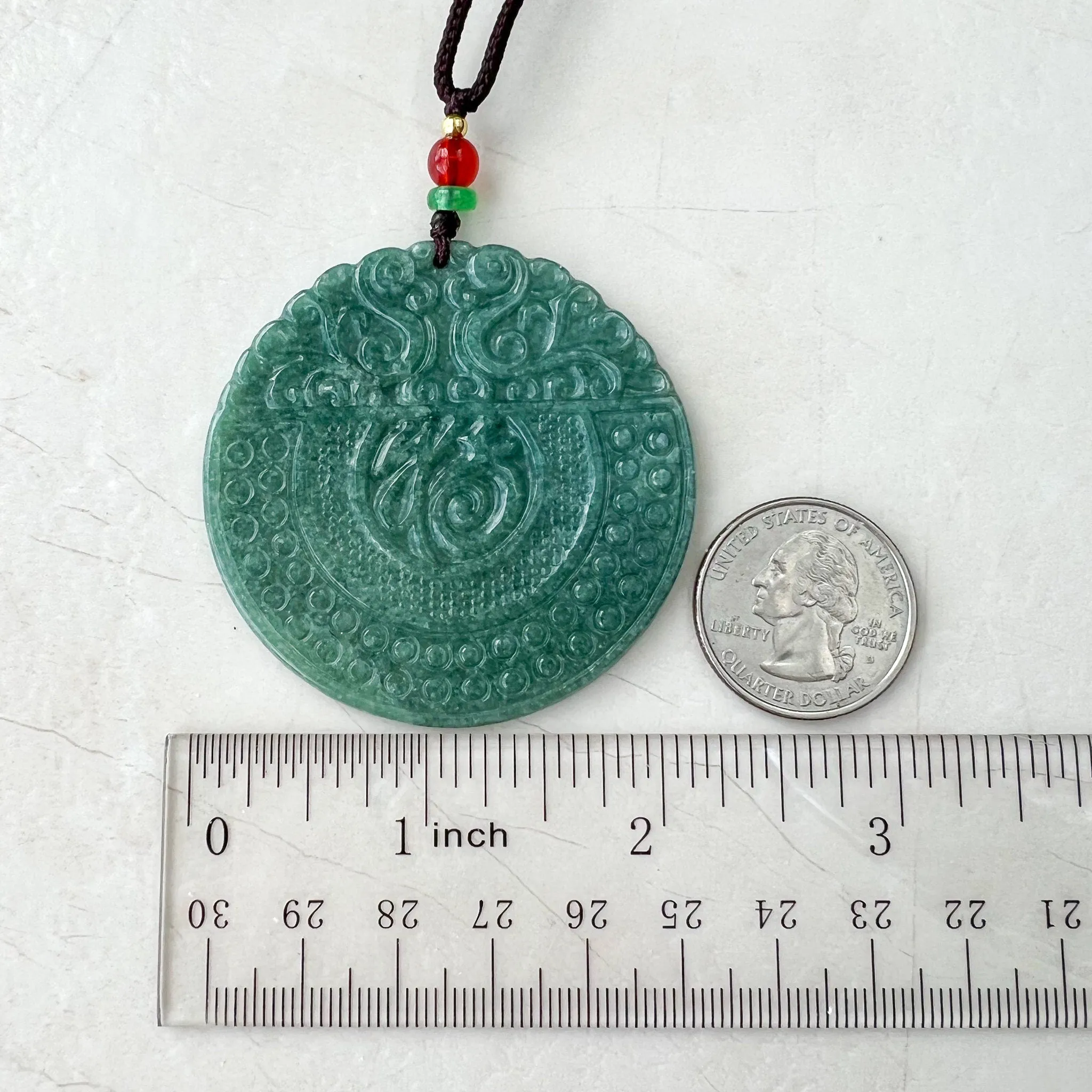 Jadeite Jade Chinese Luck "Fu" 福  Fortune Pendant Carved Necklace, SHWQ-1022-1669599121